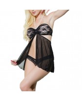 QUEEN LINGERIE BABYDOLL NEGRO CON TANGA TALLA UNICA