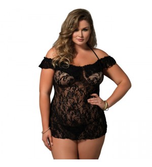 LEG AVENUE CHEMISE CORTO BORDADO TALLA GRANDE