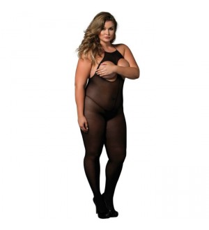 LEG AVENUE OPEN CUP BODYSTOCKING NEGRO TALLA GRANDE