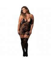 LEG AVENUE STRAPPY SUSPENDER BODYSTOCKING NEGRO