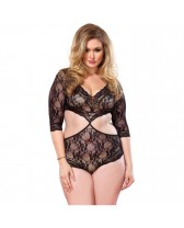 LEG AVENUE CUT OUT FLORAL LACE TEDDY TALLA GRANDE