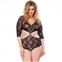 LEG AVENUE CUT OUT FLORAL LACE TEDDY TALLA GRANDE