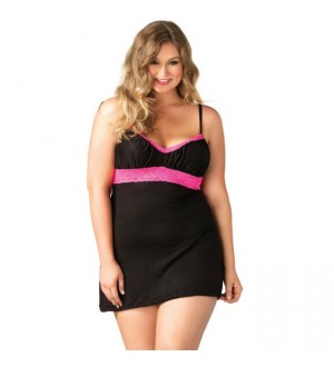 LEG AVENUE BABYDOLL NEGRO / ROSA TALLA GRANDE