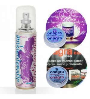 AMBIENTADOR FEROMONAS EROSART 125CC + KIT REGALO 2 CREMAS ORGASMICAS  EL Y ELLA ONAGRA