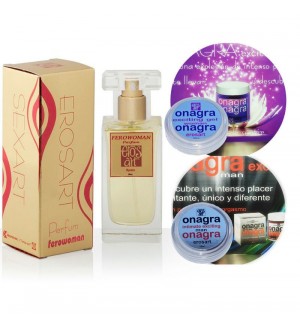 FEROWOMAN PERFUME FEROMONAS MUJER 50 ML + KIT REGALO 2 CREMAS ORGASMICAS  EL Y ELLA ONAGRA