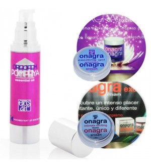 ACEITE ÍNTIMO ESTIMULANTE DE POMPEYA FEMENINO  + KIT REGALO 2 CREMAS ORGASMICAS  EL Y ELLA ONAGRA