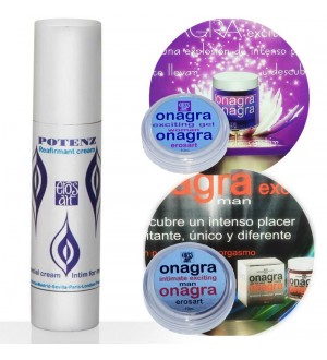 POTENZ CREMA POTENCIADORA ERECCIÓN 50ML + KIT REGALO 2 CREMAS ORGASMICAS  EL Y ELLA ONAGRA