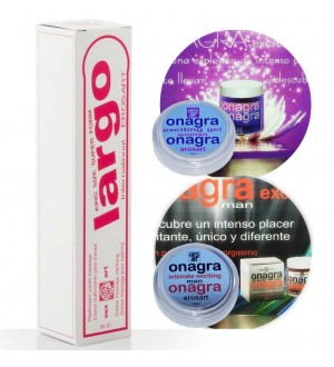 LARGO CREAM ALARGAMIENTO PENE 50ML  + KIT REGALO 2 CREMAS ORGASMICAS  EL Y ELLA ONAGRA