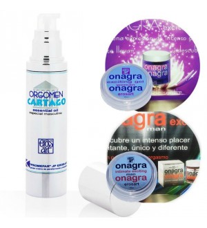 ACEITE INTIMO ESTIMULANTE DE POMPEYA MASCULINO  + KIT REGALO 2 CREMAS ORGASMICAS  EL Y ELLA ONAGRA