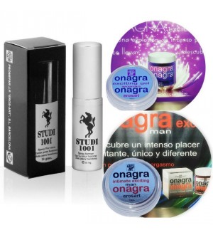 SPRAY RETARDANTE STUDI 1001 20ML + KIT REGALO 2 CREMAS ORGASMICAS  EL Y ELLA ONAGRA