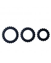 BAILE  TITAN SET 3PCS COCK RING BLACK 2.8 + 2.4 + 1.9 CM