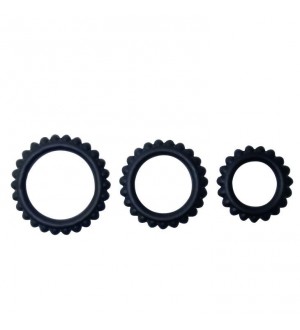 BAILE  TITAN SET 3PCS COCK RING BLACK 2.8 + 2.4 + 1.9 CM