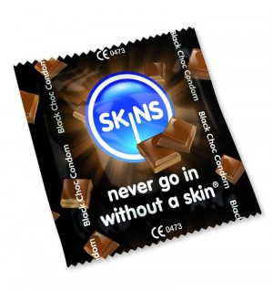 SKINS PRESERVATIVO SABOR A CHOCOLATE NEGRO 4 UDS