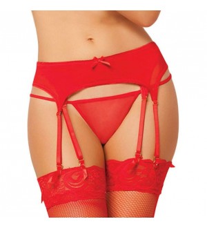 QUEEN LINGERIE SET LIGUERO + TANGA ROJO