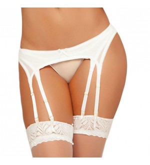 QUEEN LINGERIE SET LIGUERO + TANGA BLANCO