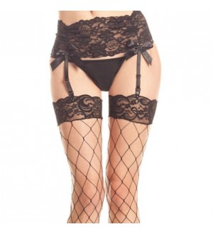 QUEEN LINGERIE LIGUERO NEGRO AJUSTADO ALTO BORDADO