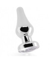 RICH R1 PLUG ANAL METAL SILVER CLEAR SHAPHIRE 10CM