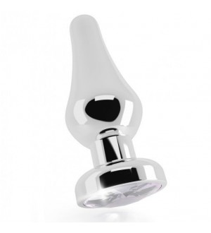 RICH R1 PLUG ANAL METAL SILVER CLEAR SHAPHIRE 10CM