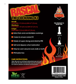 RASCAL COCKRING BLACK X 3