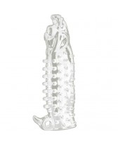 FUNDA EXTENSORA PENE WAGGING DOG VIBRADOR TRANSPARENTE