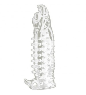 FUNDA EXTENSORA PENE WAGGING DOG VIBRADOR TRANSPARENTE