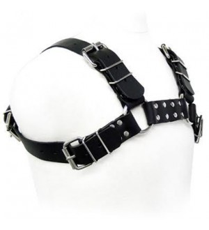 LEATHER BODY BLACK BULL DOG HARNESS