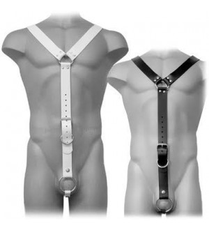 LEATHER BODY HARNESS MEN BLANCO