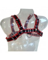 LEATHER BODY CHAIN HARNESS III BLACK / RED