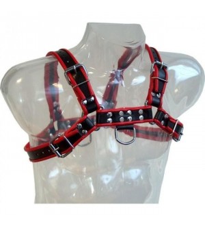 LEATHER BODY CHAIN HARNESS III BLACK / RED