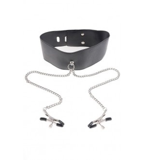 FETISH FANTASY SERIES SET COLLAR Y PINZA PEZONES METAL