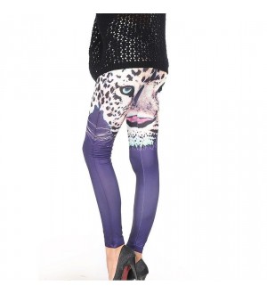 QUEEN LINGERIE LEGGING  BLUE AND LEOPARD