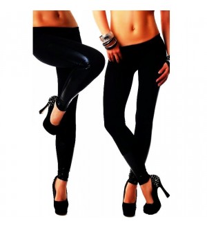 QUEEN LINGERIE LEGGING BLACK SPANDEX + VYNIL