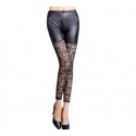 QUEEN LINGERIE LEGGING BLACK LEATHER SPLICE