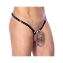 LEATHER CHASTITY BELT WITH ADJUSTABLE METAL CAGE