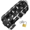 DARKNESS LEATHER CHASTITY CAGE WITH PADLOCK