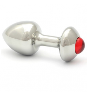 ROSEBUDS PRESSED GLASS PLUG ANAL ACERO 43 X 25MM ROJO