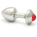 ROSEBUDS PRESSED GLASS PLUG ANAL ACERO 43 X 25MM ROJO