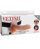 FETISH FANTASY SERIES 7" HOLLOW STRAP-ON WITH BALLS 17.8CM NATURAL