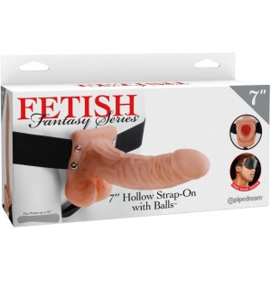 FETISH FANTASY SERIES 7" HOLLOW STRAP-ON WITH BALLS 17.8CM NATURAL