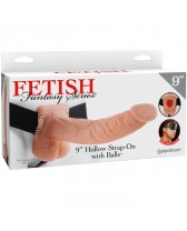 FETISH FANTASY SERIES 9" HOLLOW STRAP-ON WITH BALLS 22.9CM NATURAL