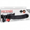 FETISH FANTASY SERIES 11" HOLLOW STRAP-ON VIBRATING WITH BALLS 27.9CM NEGRO