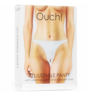 OUCH TANGA AJUSTABLE BLANCO CON BALA VIBRADORA