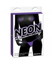 NEON CONJUNTO DE TANGA VIBRADOR Y PASTIES LILA