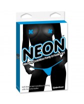 NEON CONJUNTO DE TANGA VIBRADOR Y PASTIES AZUL