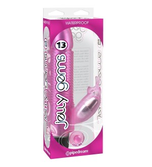 JELLY GEMS 13 VIBRADOR DE GELATINA CONEJITO ROSA