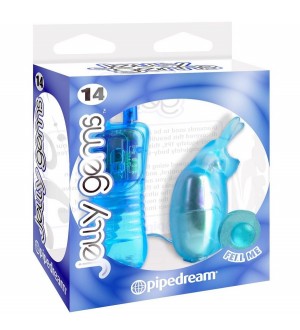 JELLY GEMS 14 VIBRADOR DE GELATINA CONEJITO AZUL