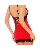 QUEEN LINGERIE BABYDOLL ROJO/NEGRO TALLA UNICA