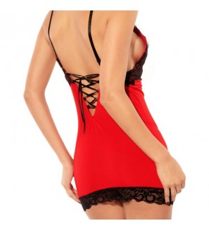 QUEEN LINGERIE BABYDOLL ROJO/NEGRO TALLA UNICA