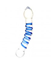 SEVENCREATIONS GLASS TEXTURED G-SPORT DILDO CRISTAL AZUL/TRANSPARENTE