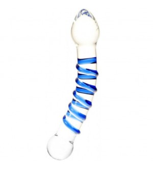 SEVENCREATIONS GLASS TEXTURED G-SPORT DILDO CRISTAL AZUL/TRANSPARENTE